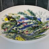 Decorated white earthenware fruit bowl