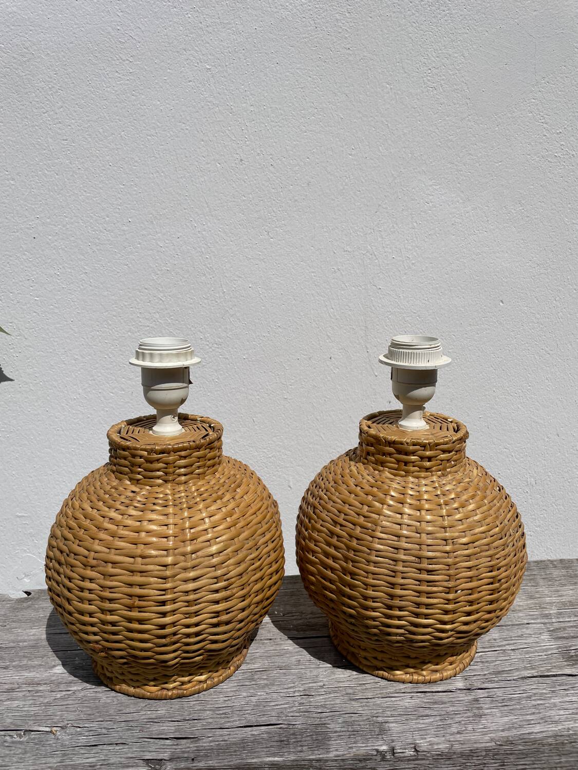 Pair of vintage IKEA rattan lamps