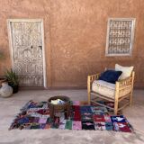 Moroccan carpet Boucherouite colored - 115 x 205 cm