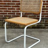 Cesca chair b32 model in white and wood by Marcel Breuer
