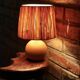 Small ball lamp in light wood, raffia lampshade, 1990s