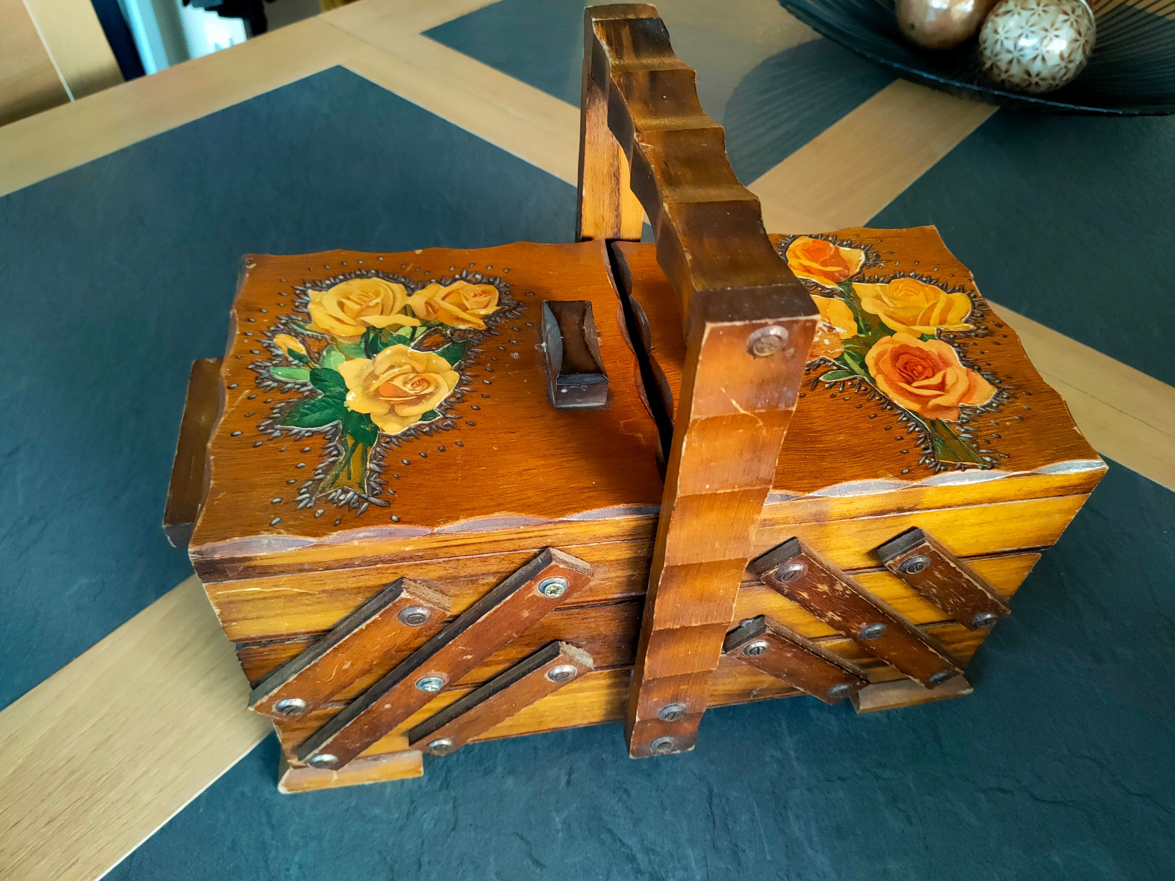 Vintage worker table sewing box