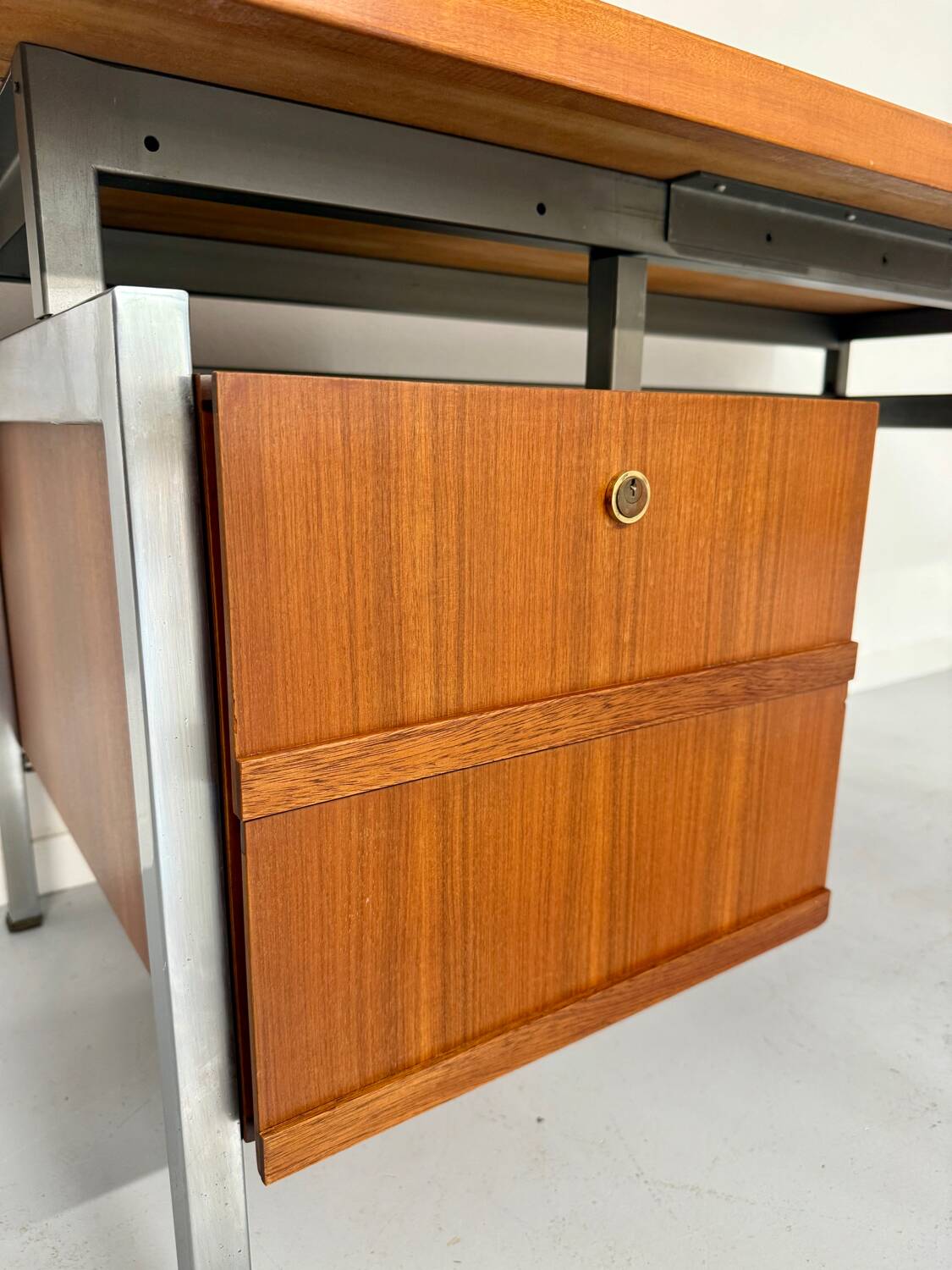 Teak and metal desk designed by George Frydman Efa 1960s vintage