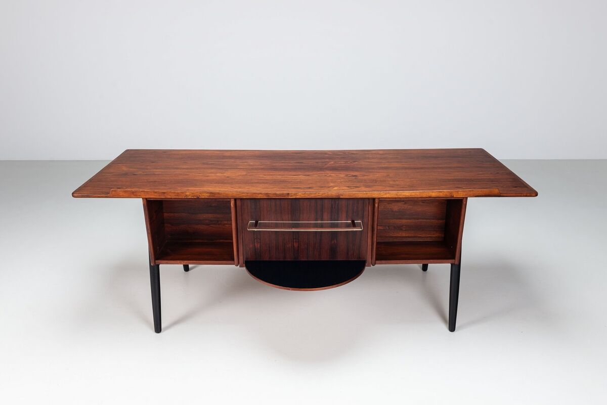 Scandinavian executive desk in rosewood with bar Denmark 1960