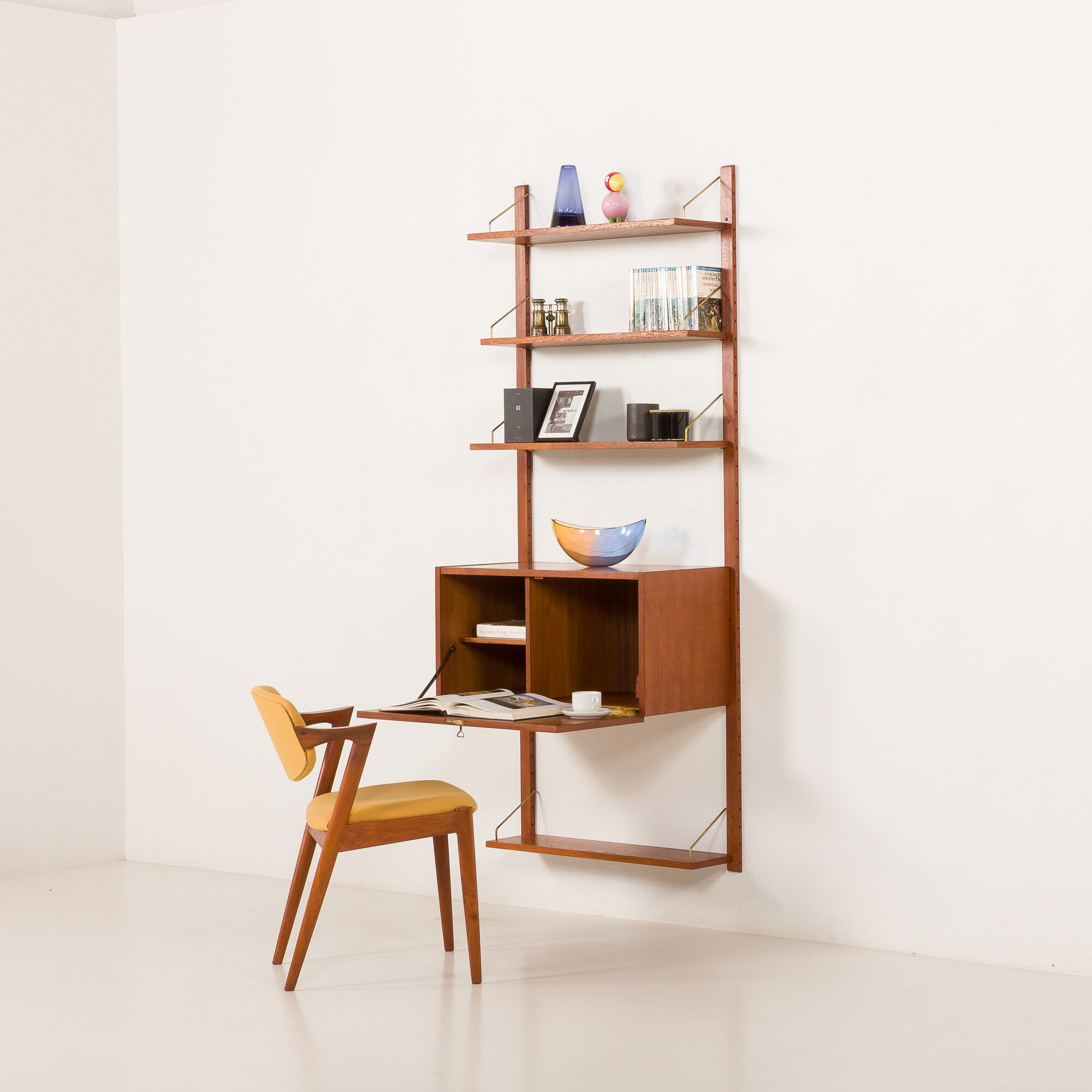 Scandinavian teak wall unit with a secretaire