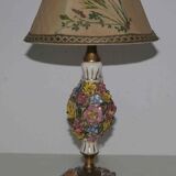 Lamp or night light bronze and ceramic glazed flowers