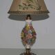 Lamp or night light bronze and ceramic glazed flowers
