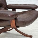 1970s, Norwegian armchair by Jon Hjortdal, furniture leather, bent wood.