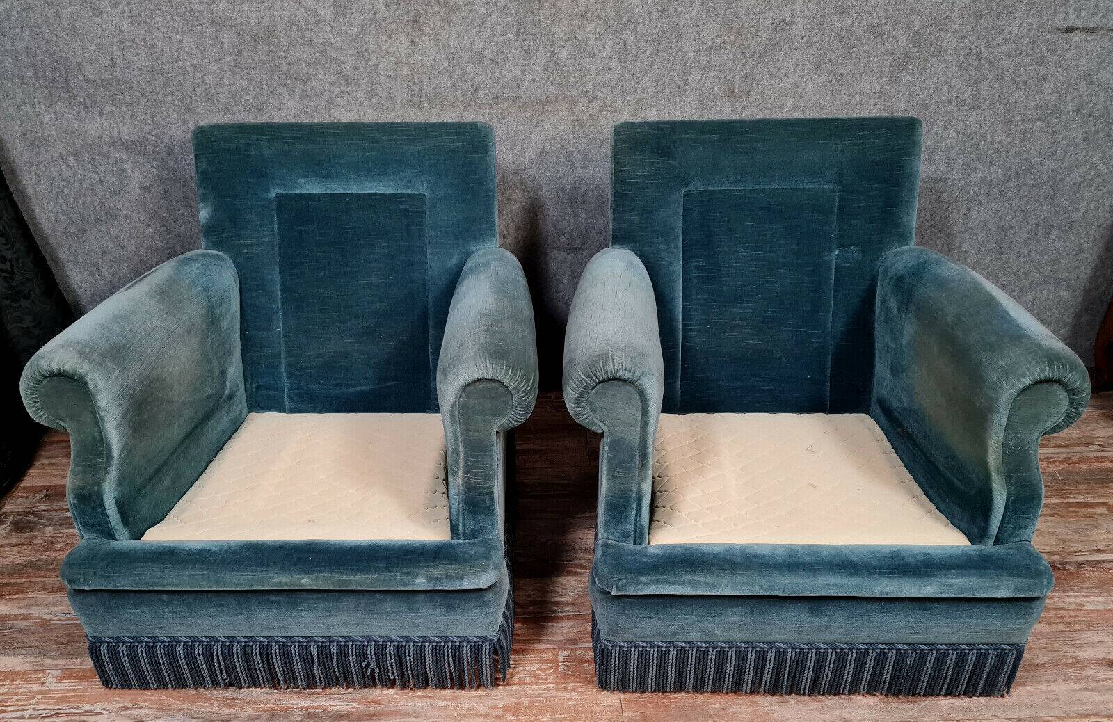 Paire de fauteuils crapaud + pouf :jean prevost des années 70