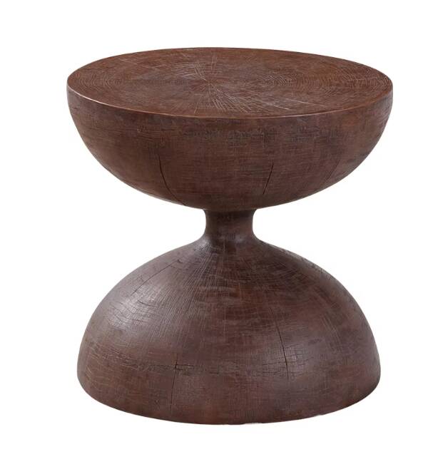 Wabi-Sabi Style Vintage Hourglass Shape Wooden Coffee Table, Living Room Furniture