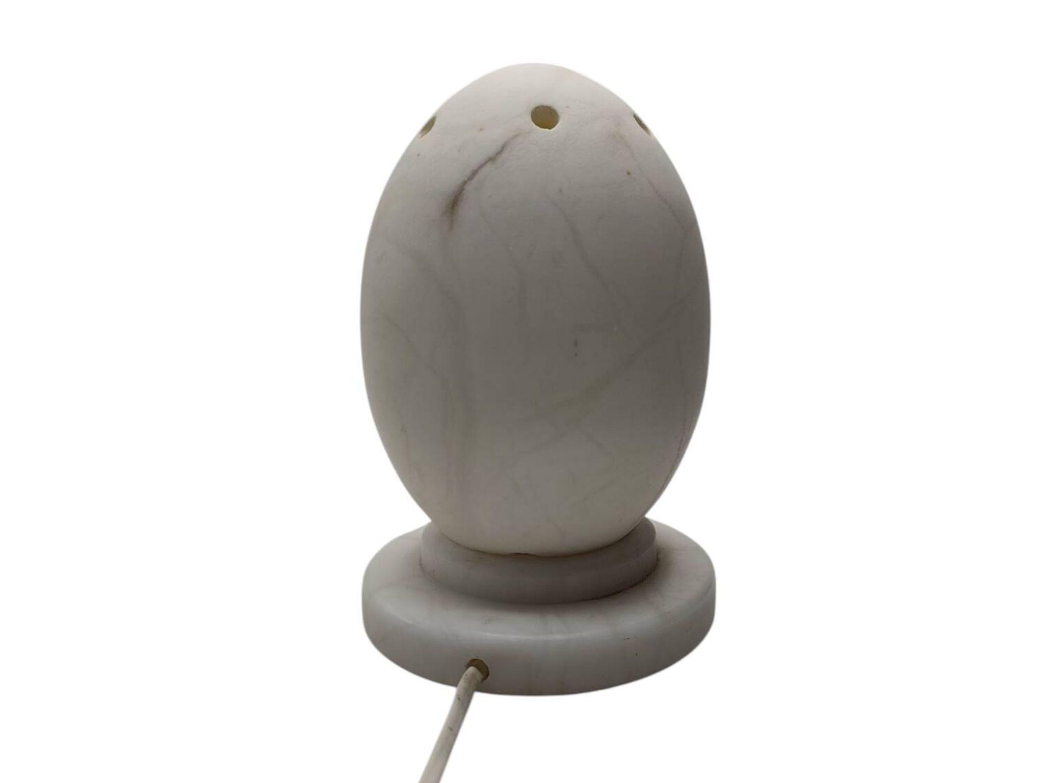 Vintage 1990 Alabaster Egg-Shaped Lamp - Soft Ambient Glow