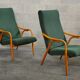 Pair of green armchairs by Antonin Suman for Ton Bystrice (Thonet) year 1960