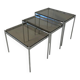 Italian Midcentury Set of Three Chromed Metal Glass Stackable Tray Tables,