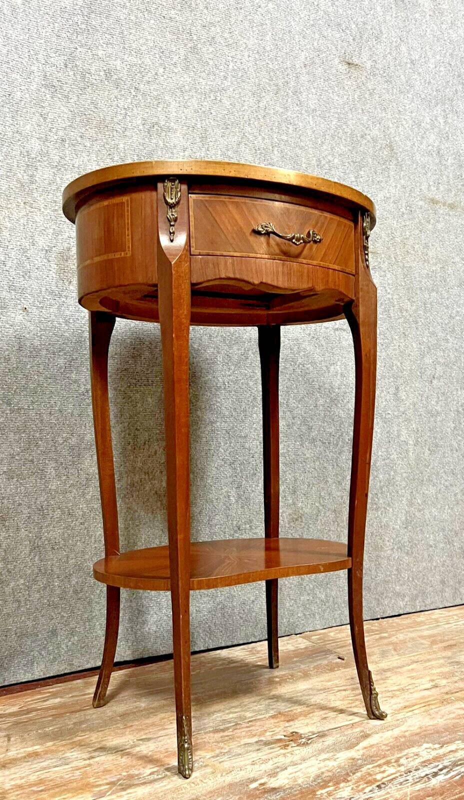 Louis XV style ceremonial marquetry drum table / circa 1920