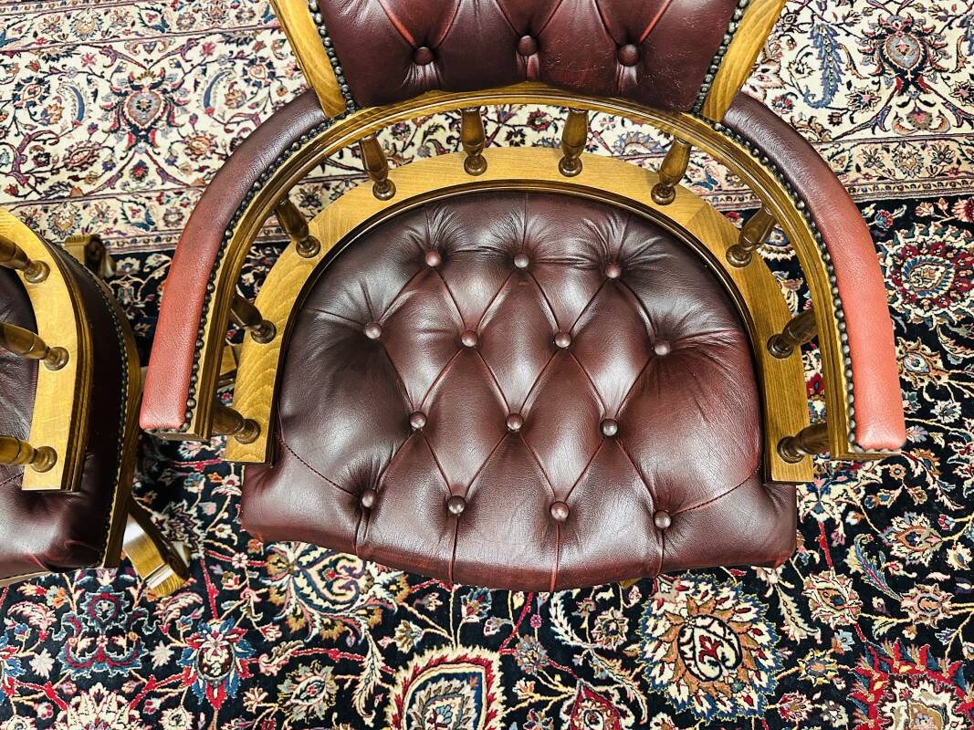 Set English Chesterfield Captain Chairs red Office chair