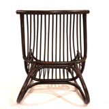 Manou rattan lounge chair in pagoda style with ottoman