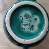 Coffee or tea set 14 pieces in emerald green earthenware José Pobert