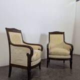 Pair of Restoration period armchairs with cabriole legs.