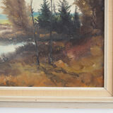 Painting „The Autumn Pond”, Scandinavian design, 1970s