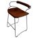 Contemporary organic bar stool with a smoked black metal backrest and cognac leather.