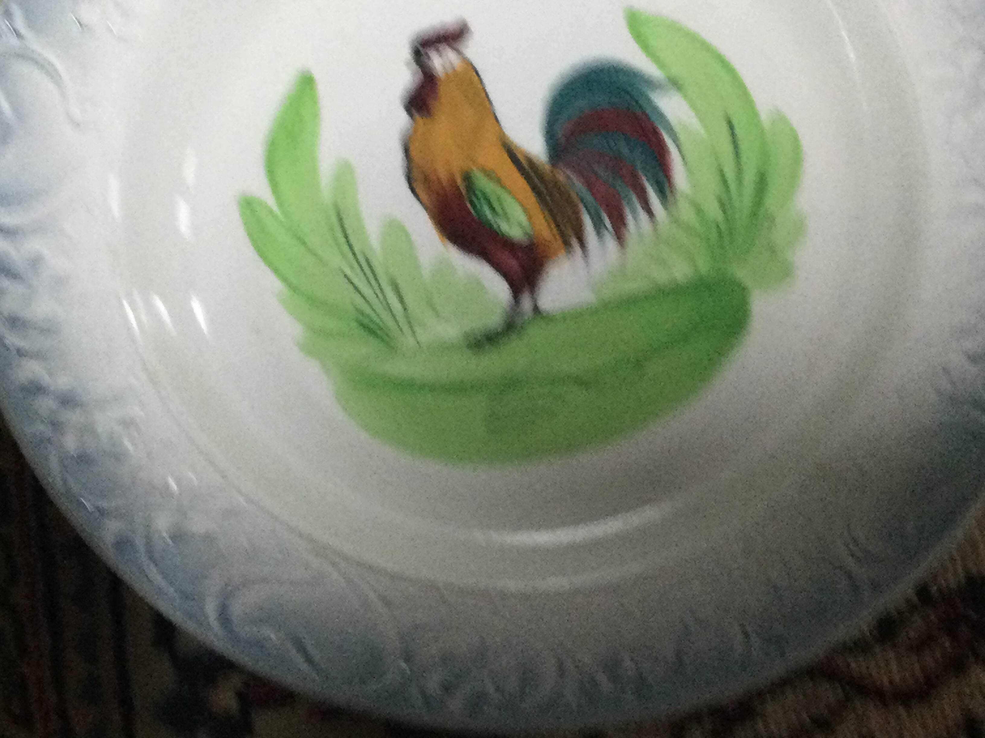 Art Nouveau dish 1908-1932 rooster decor