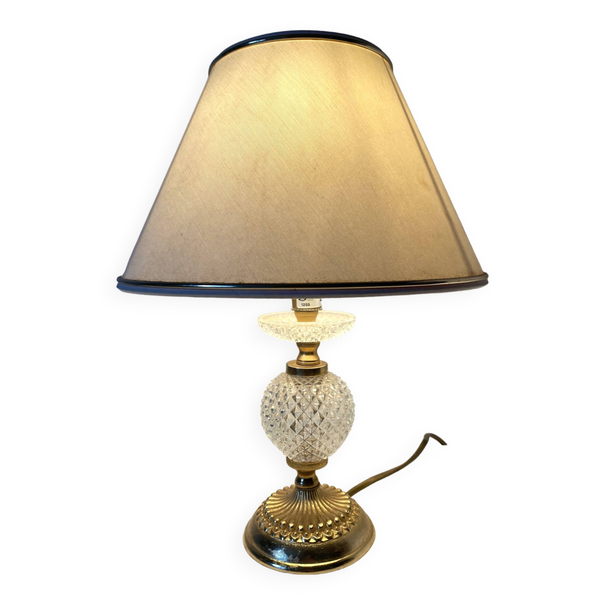Lampe rétro en verre et métal doré