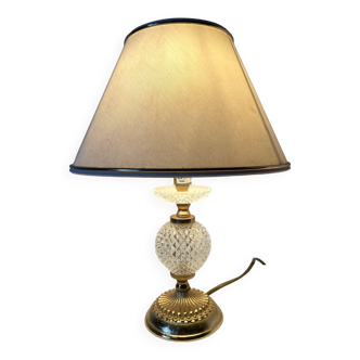 Lampe rétro en verre et métal doré