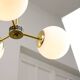 Mid-Century Modern Italian Chandelier in Brass and Opaline Glass, 1960s