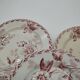 Set of 5 vintage flat plates decorated with pink flowers
