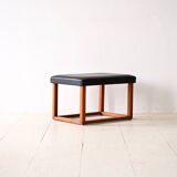 Scandinavian teak stool from the 60s – Faux leather seat