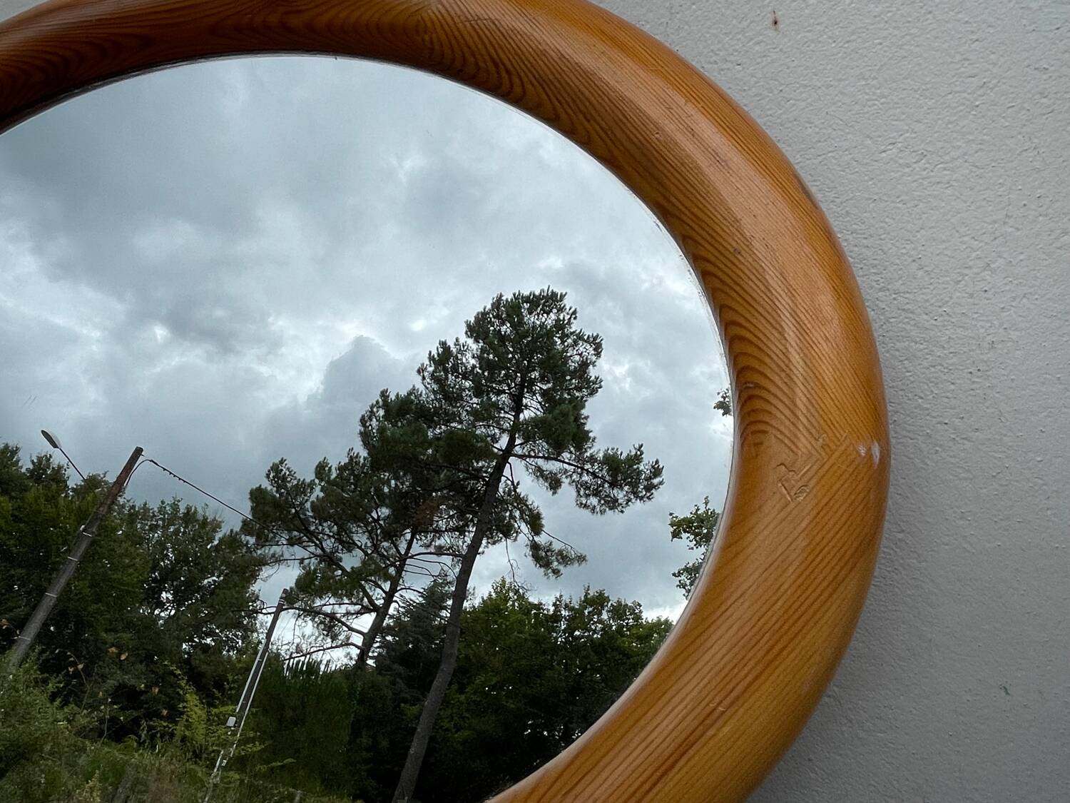 Oval pine mirror 1980 Regain