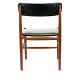 Two dining room chairs in teak and upholstered with black leather of Danish design, 1960s