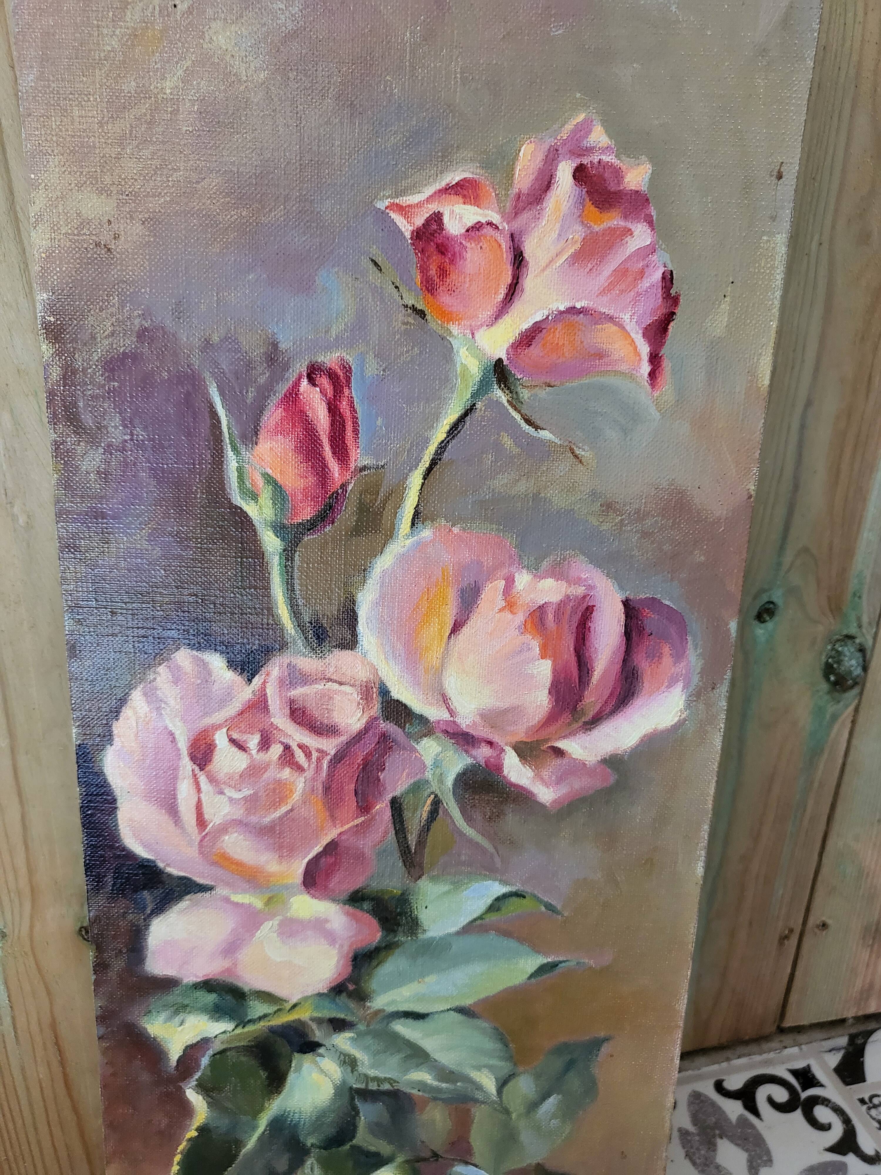 Huile sur toile "les roses"