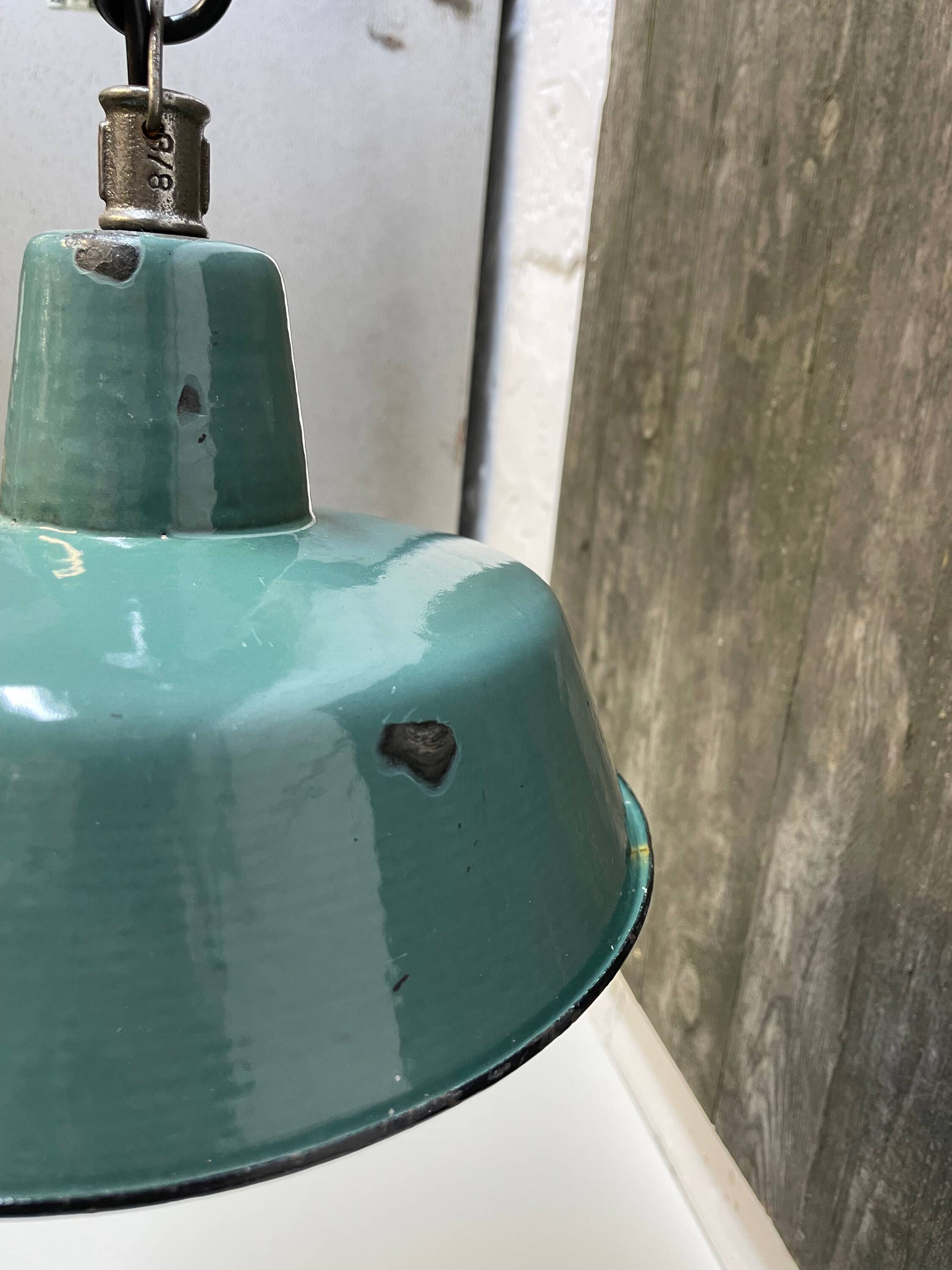 Industrial enamelled hanging lamp, 1960's