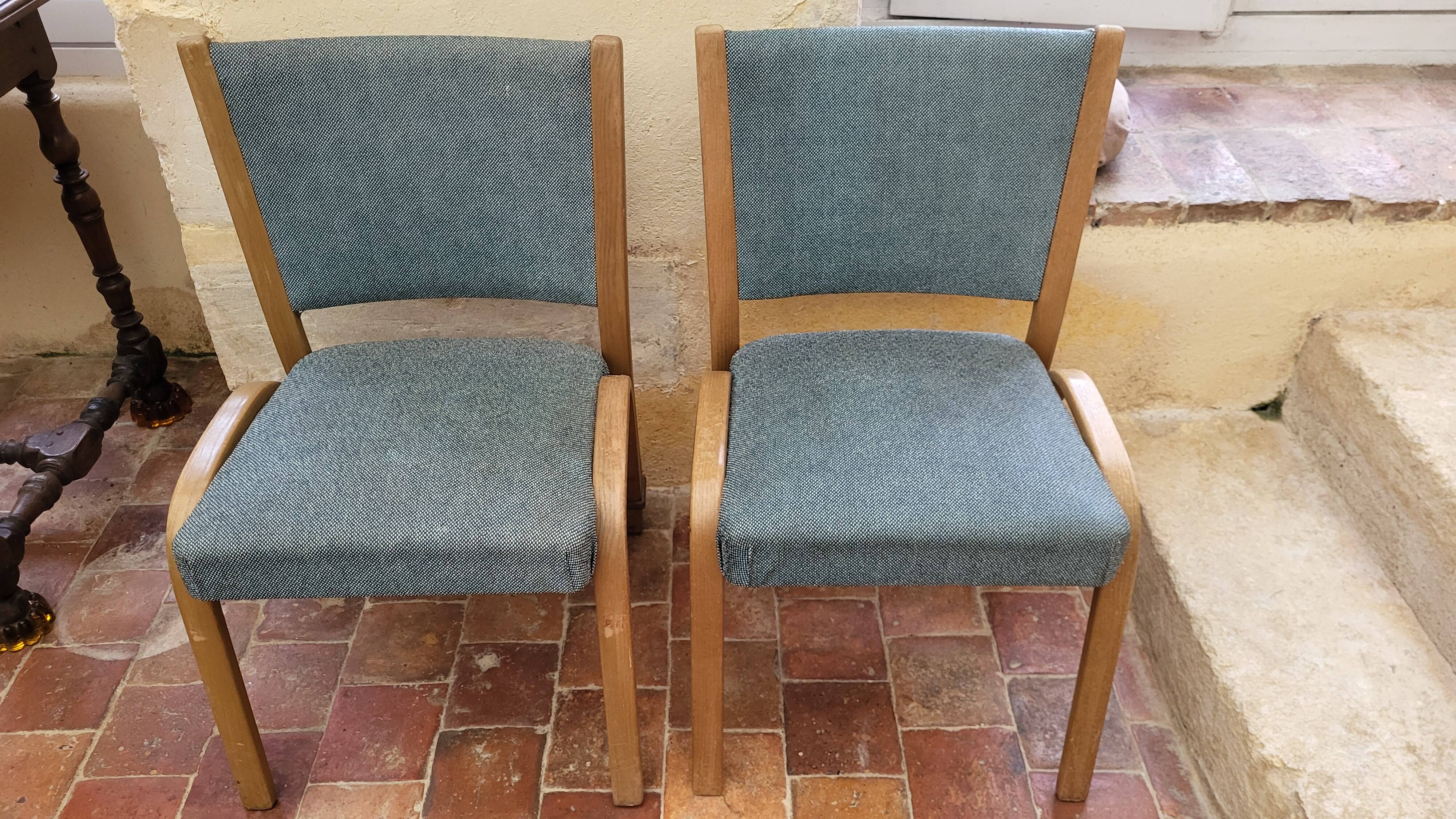 4 chaises Bow wood édition Steiner 1950