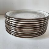 Set of 10 Salins plates with grey and brown mineral spiral decoration