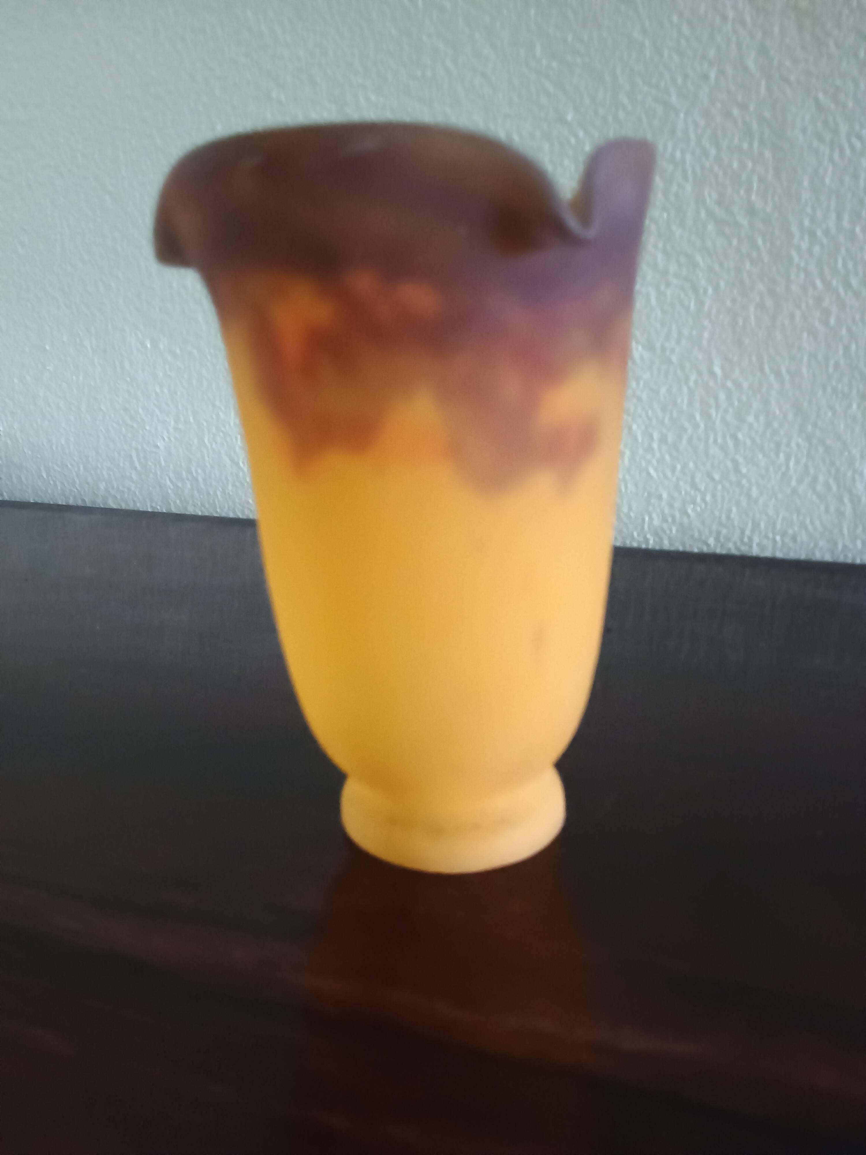TULIP corolla - yellow-orange-brown marbled glass MULLER FRERES LUNEVILLE