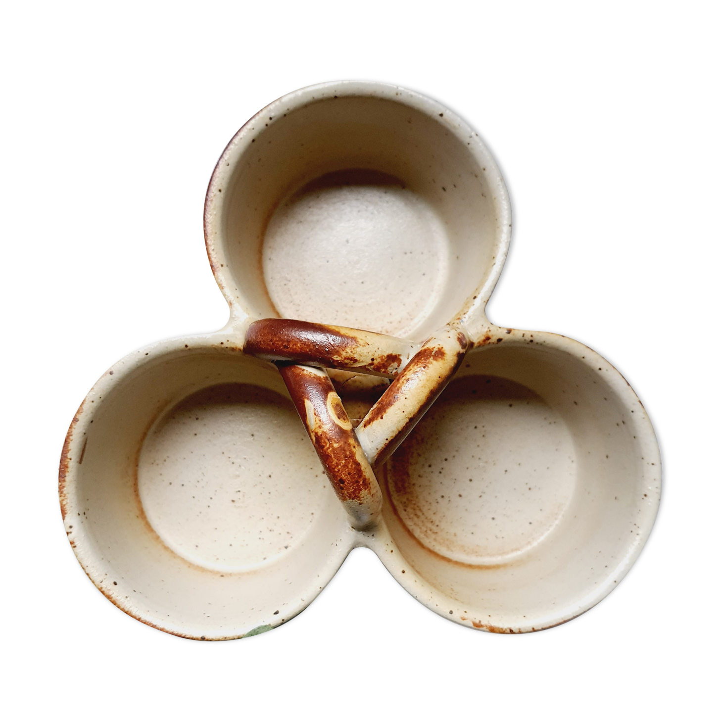 Triple appetizer dish in vintage sandstone