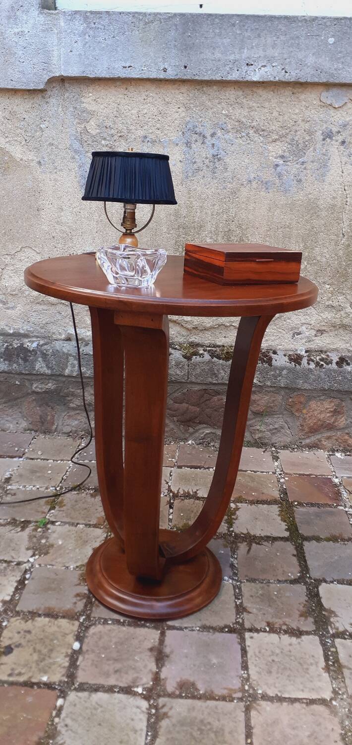 1930 Art Deco pedestal table in solid walnut