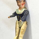 Painted wooden character, French brand Radiguet, vintage toy.