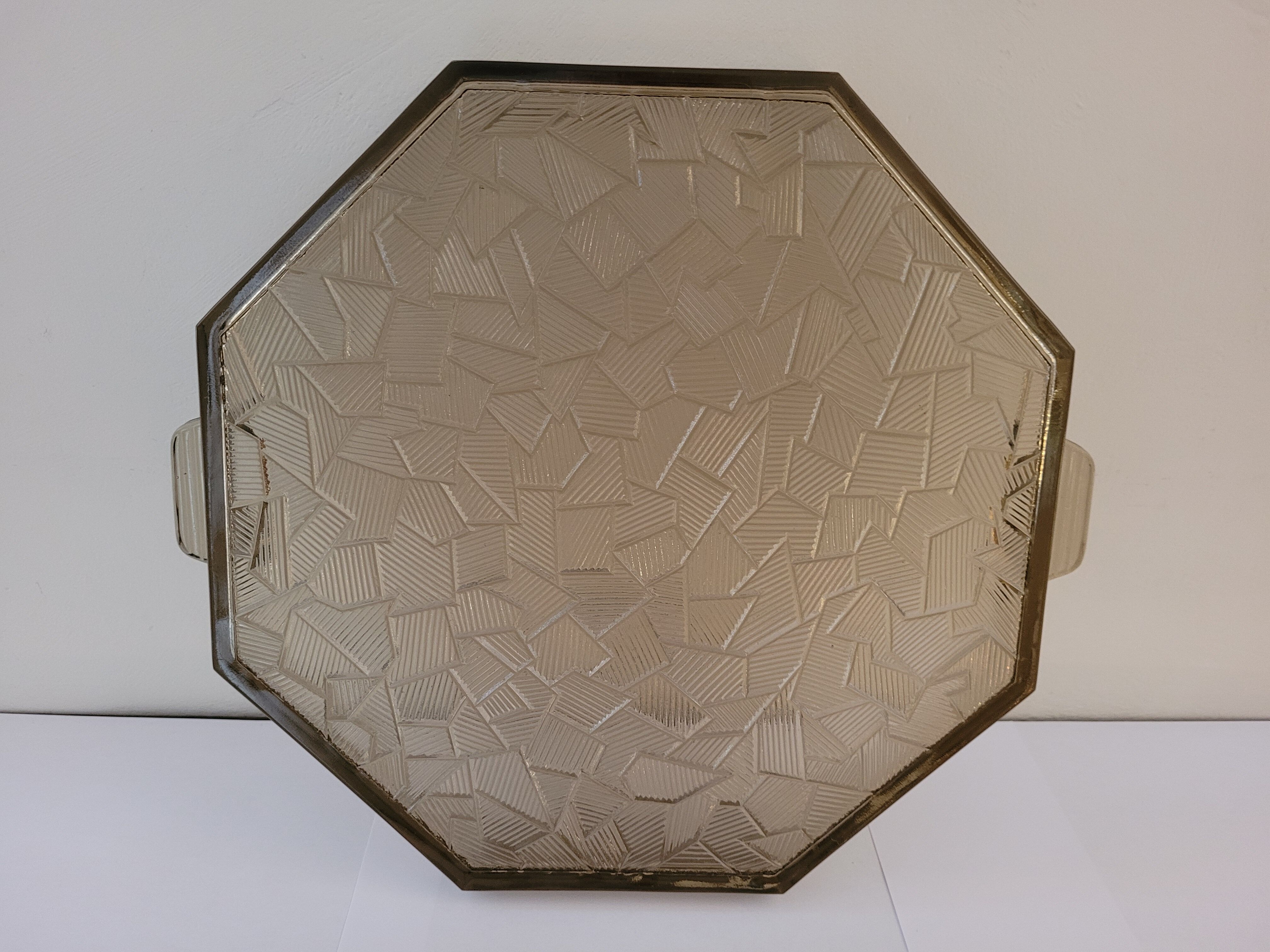 Plateau en verre fumé art déco