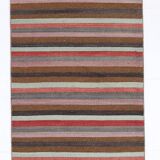 Tapis couloir artisanal, look bohème, couleurs pastel délavées, 415x70Cm