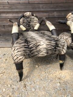 Set of 2 ethnic buffalo horn armchairs