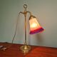 Art Deco desk lamp in brass and satin glass, 1920s-30s