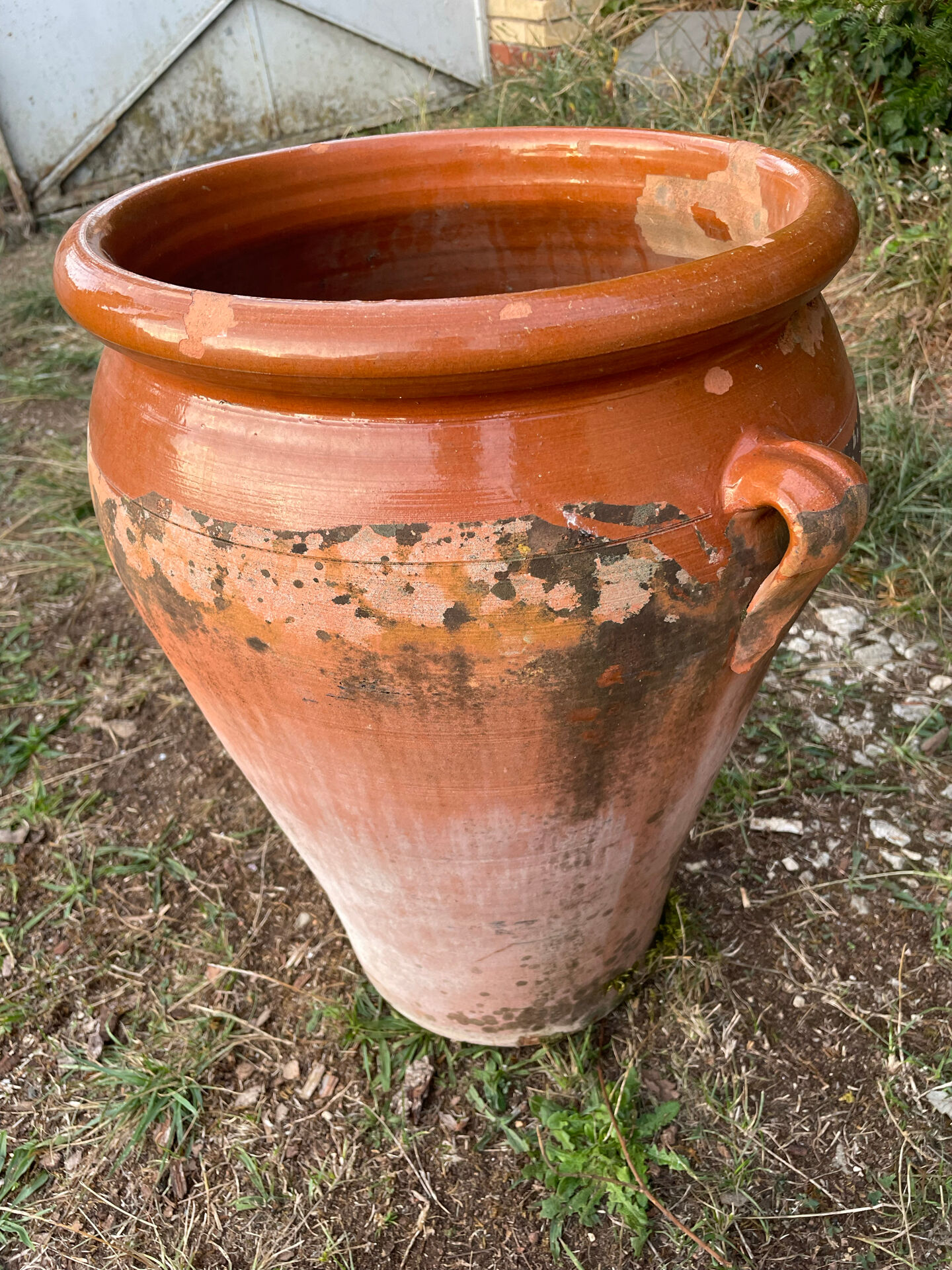 Large ancient jar in glazed terracotta – H. 56 cm