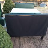 Set of two bistro banquettes plus table