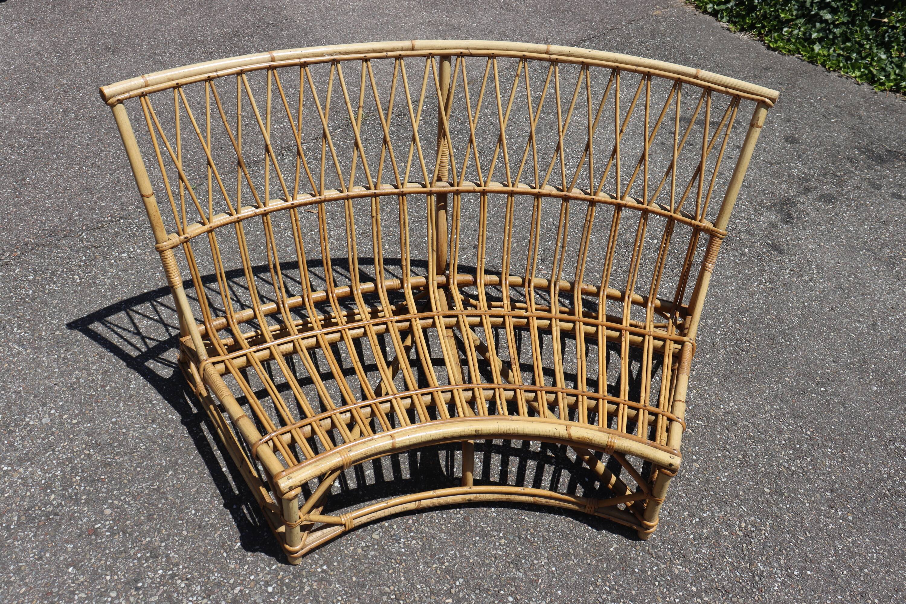 Vintage rattan sofa by Audoux Minet