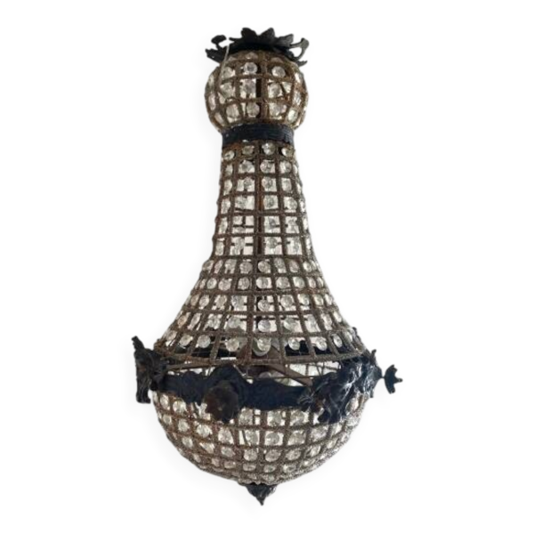 Lustre montgolfière empire 6 feux avec pampilles — Beyit