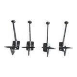 Set of four double hook coat racks in chromed metal