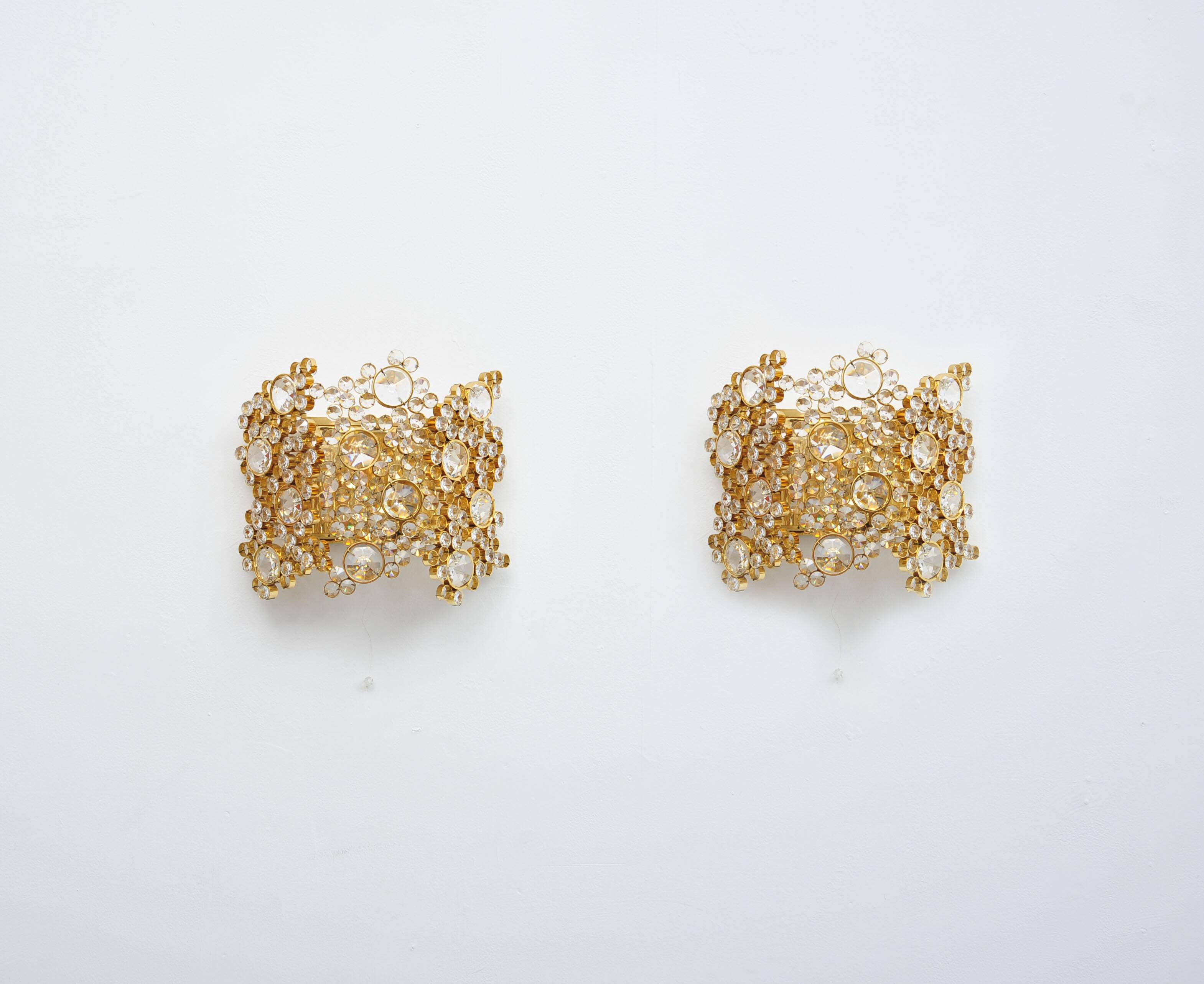 Set of 2x gilded wall lamps by Palwa, 1960s